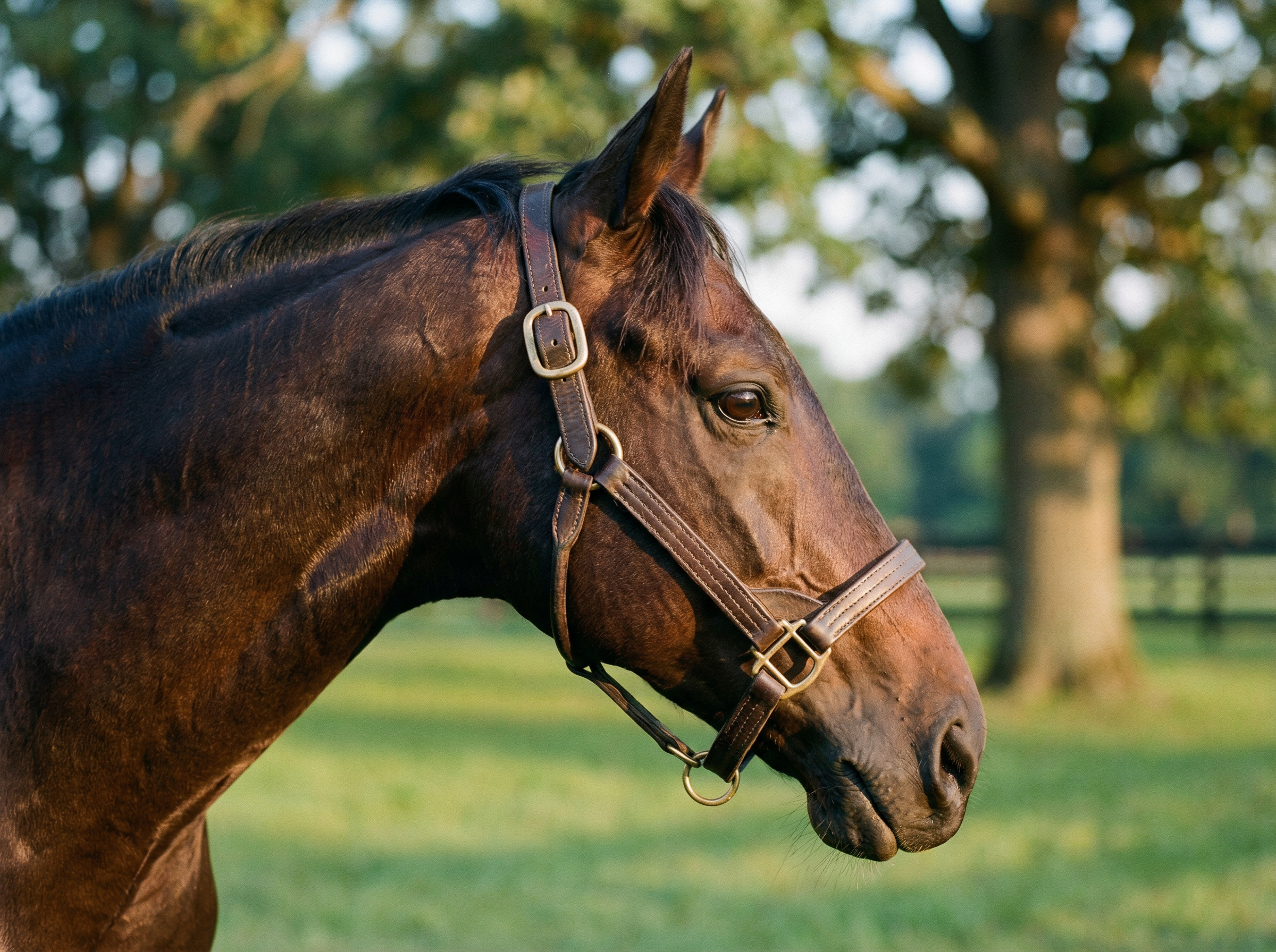 皇冠体育 - 一匹纯血冠军赛马的特写